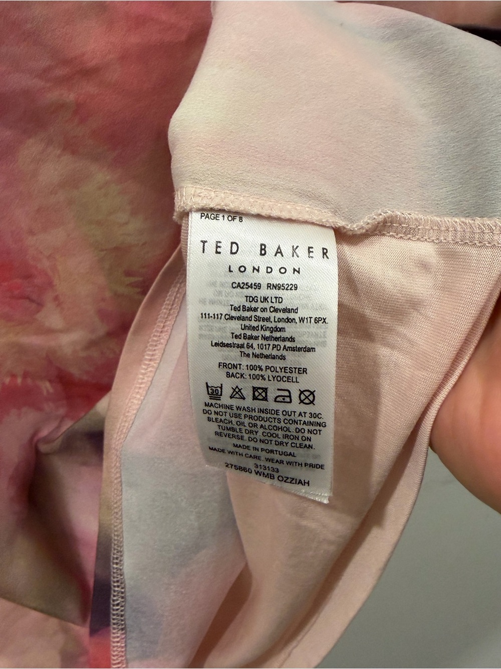 Ted Baker Pink Green Watercolor Floral Dolman Sleeve Top - Picture 3 of 10